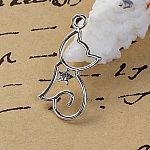Lot de 5 Breloques Chats N°2 Argenté 29 mm x 13 mm