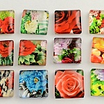 10 cabochons en verre carrés 20 mm assortis Fleurs S-22-20-17