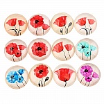 Lot 20 cabochons rond en verre 25 mm Fleur Pavot