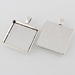 2 supports cabochons de 25mm argent, pendentifs cabochons 43AS
