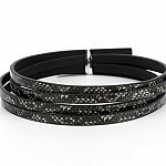 Cuir 05 mm Noir dessin peau de serpent 1 mètre