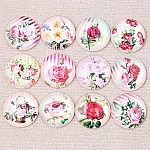 Lot 20 cabochons rond en verre 25 mm Fleur Rose
