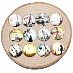 Lot 20 cabochons rond en verre 25mm Tour Eiffel 03 mixte Glass cabochon 