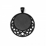 2 supports cabochons de 25mm Noir, pendentifs cabochons 8501