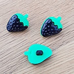 Boutons fantaisie, enfants, bébés Motif fraise N°02 vert et noir