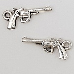 Breloque revolver pistolet N°01 Argent x 10 pièces