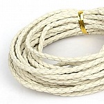 5 mètres Cordon rond simili cuir tressé Ivoire 3 mm