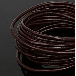 1 mètre Cordon rond cuir lisse Marron Foncé 3 mm