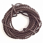 1 mètre Cordon rond simili cuir tressé Marron Foncé 3 mm