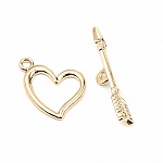 Fermoirs Toggle Motif Cœur et Flèche Plaqué Or 16K N°01