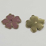 Fleur Métal Émaillé 25 mm Mauve
