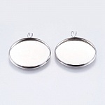 Support cabochon 25 mm argent Vieilli, Acier Inoxydable