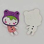Bouton bois fille mauve N°01-03