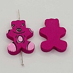 Perle bois forme ours mauve N°01-03.