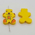 Perle bois forme ours jaune N°01-05.