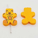 Perle bois forme ours orange N°01-07.