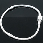 Bracelet Clip Européen 16 cm fermoir Lisse Plaqué Argent 925