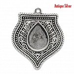 Support Cabochon Goutte N°01 Argent Vieilli