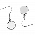support cabochon acier inoxydable boucle d'oreille 16 mm N°06 Argent Vieilli