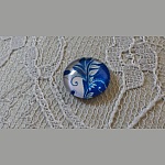 cabochon rond en verre 12mm fleur bleu 033 