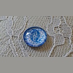 cabochon rond en verre 12mm fleur bleu 018 