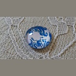cabochon rond en verre 12mm fleur bleu 009 