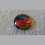 cabochon rond en verre 20mm fleur 01-031 