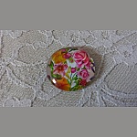 cabochon rond en verre 25mm fleur 01-046 