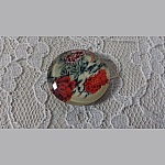 cabochon rond en verre 25mm fleur 01-026 