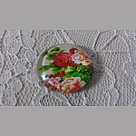 cabochon rond en verre 25mm fleur 01-021 