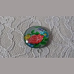 cabochon rond en verre 25mm fleur 01-005 