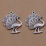 Breloque Paon en métal argent-01 Pendentif Paon 