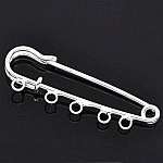 Support Broche Épingle à Nourrice Argenté 5 anneaux 50x15 mm N°001-par1 