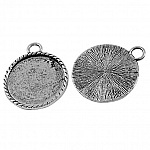 2 supports cabochons de 30mm argent, pendentifs cabochons A12082 