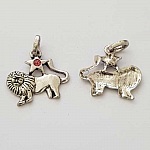 Breloque Signe Zodiaque Lion Métal Argenté N°03 avec strass