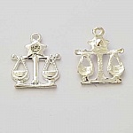 Breloque Signe Zodiaque Balance Métal Argenté N°04 avec strass