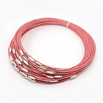 1 collier tour de cou fil câblé rigide rose fermoir à visser N°01