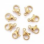 1 Fermoir Acier Inoxydable Plaqué Or 24K Mousqueton 10 x 6 mm Doré