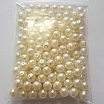 Perle ronde verre effet nacré crème 6 mm N°01