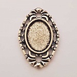 Support cabochon Ovale de 13 X 18 mm Argent Vieilli N°01