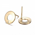 Support Boucle d'oreille puce ronde 10 mm en acier inoxydable N°04-02 Doré