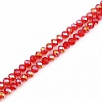 Perles en Verre 4 mm à Facettes Couleur Rouge AB