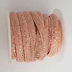 Cordon Rond 6 mm Rose et Petits Pois Doré