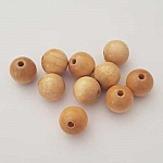 10 Perles Bois ronde 12 mm Beige N°01