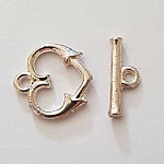 5 Fermoirs Toggle Motif Coeur Argent N°18