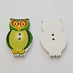 Bouton bois Chouette Vert N°01