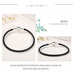 Bracelet Cuir Tressé Noir 19 cm Fermoir Clip Argent 925