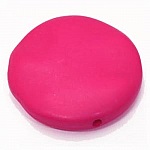 Galet plat résine rond 40 x 10 mm effet cuir Fushia
