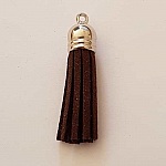 Pompon suédine uni 43 mm N°10 Marron Foncé