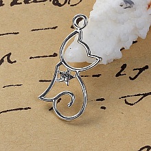Lot de 5 Breloques Chats N°2 Argenté 29 mm x 13 mm